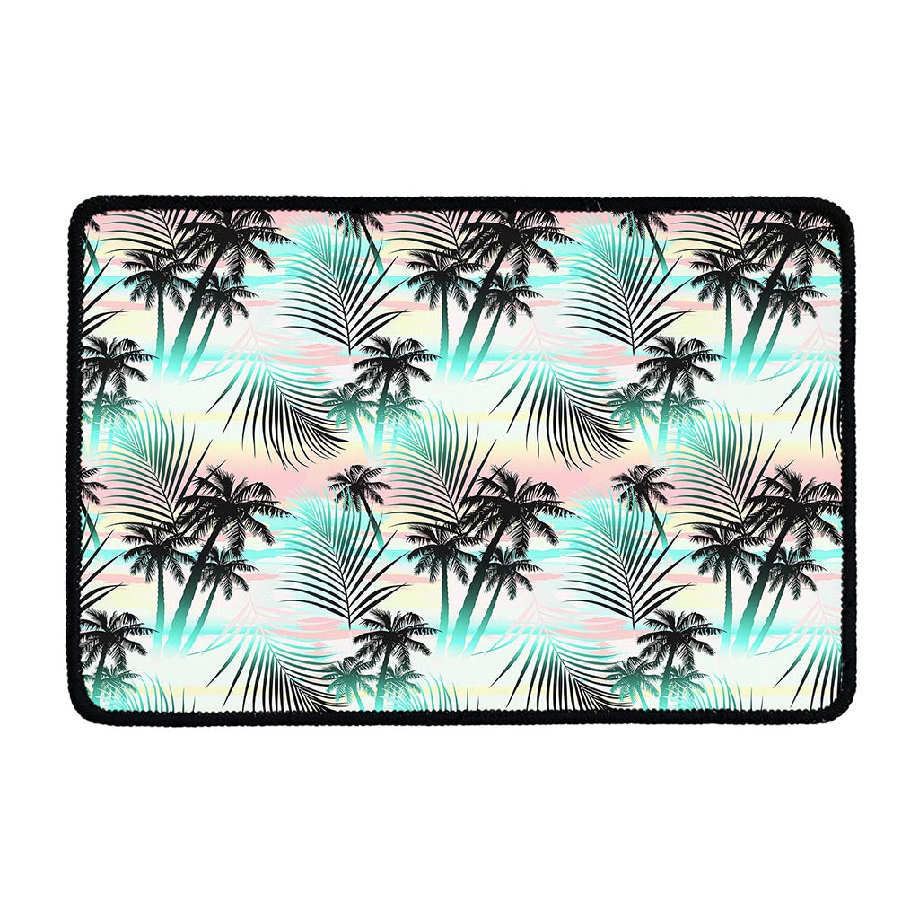 Pastel Palm Tree Pattern Print Kitchen Mat