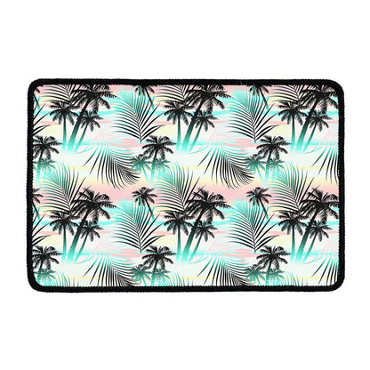 Pastel Palm Tree Pattern Print Kitchen Mat