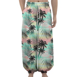 Pastel Palm Tree Pattern Print Lantern Pants