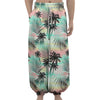 Pastel Palm Tree Pattern Print Lantern Pants