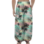 Pastel Palm Tree Pattern Print Lantern Pants