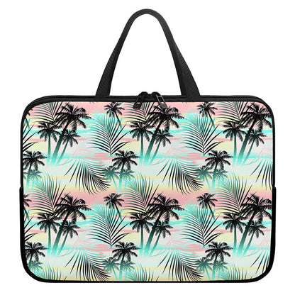 Pastel Palm Tree Pattern Print Laptop Sleeve With Handle