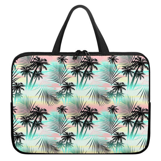 Pastel Palm Tree Pattern Print Laptop Sleeve With Handle