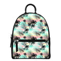 Pastel Palm Tree Pattern Print Leather Backpack