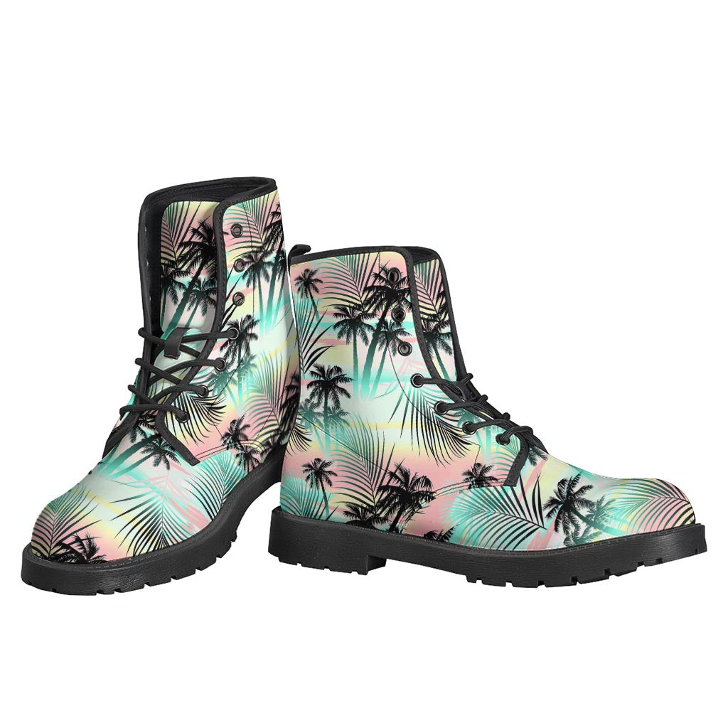 Pastel Palm Tree Pattern Print Backpack