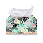 Pastel Palm Tree Pattern Print Leather Tissue Box Cover