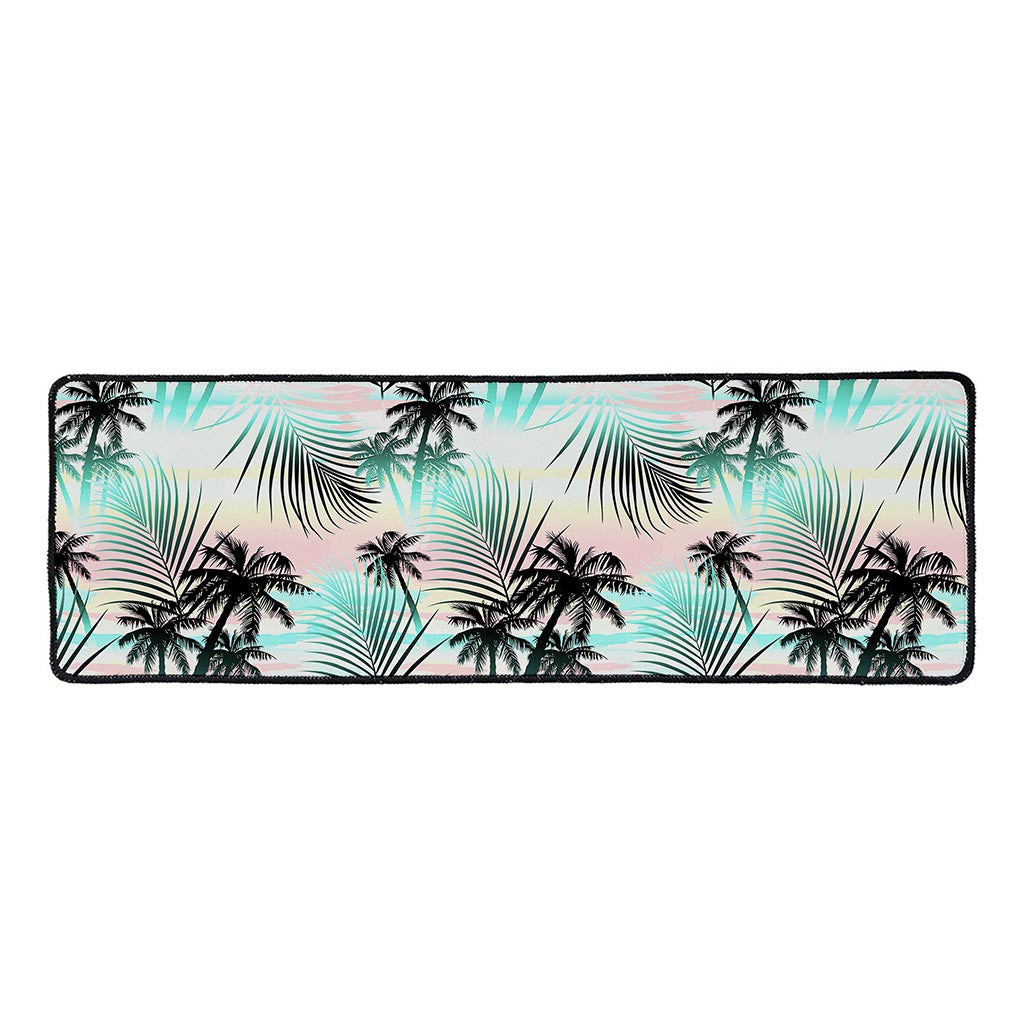 Pastel Palm Tree Pattern Print Long Kitchen Mat