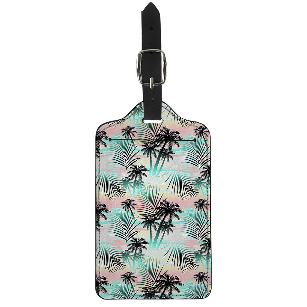 Pastel Palm Tree Pattern Print Luggage Tag
