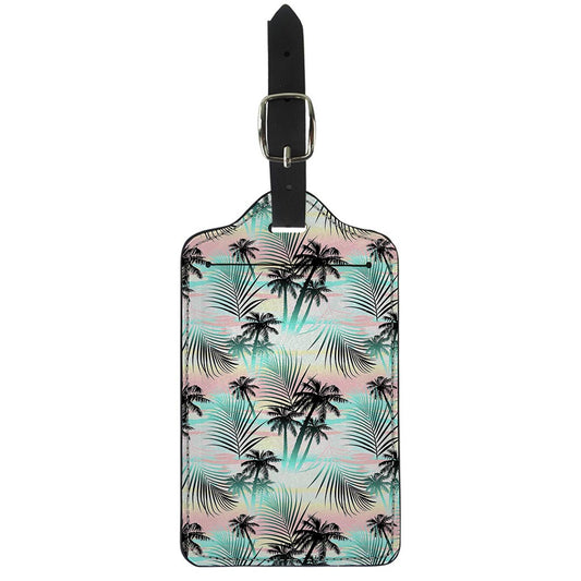 Pastel Palm Tree Pattern Print Luggage Tag