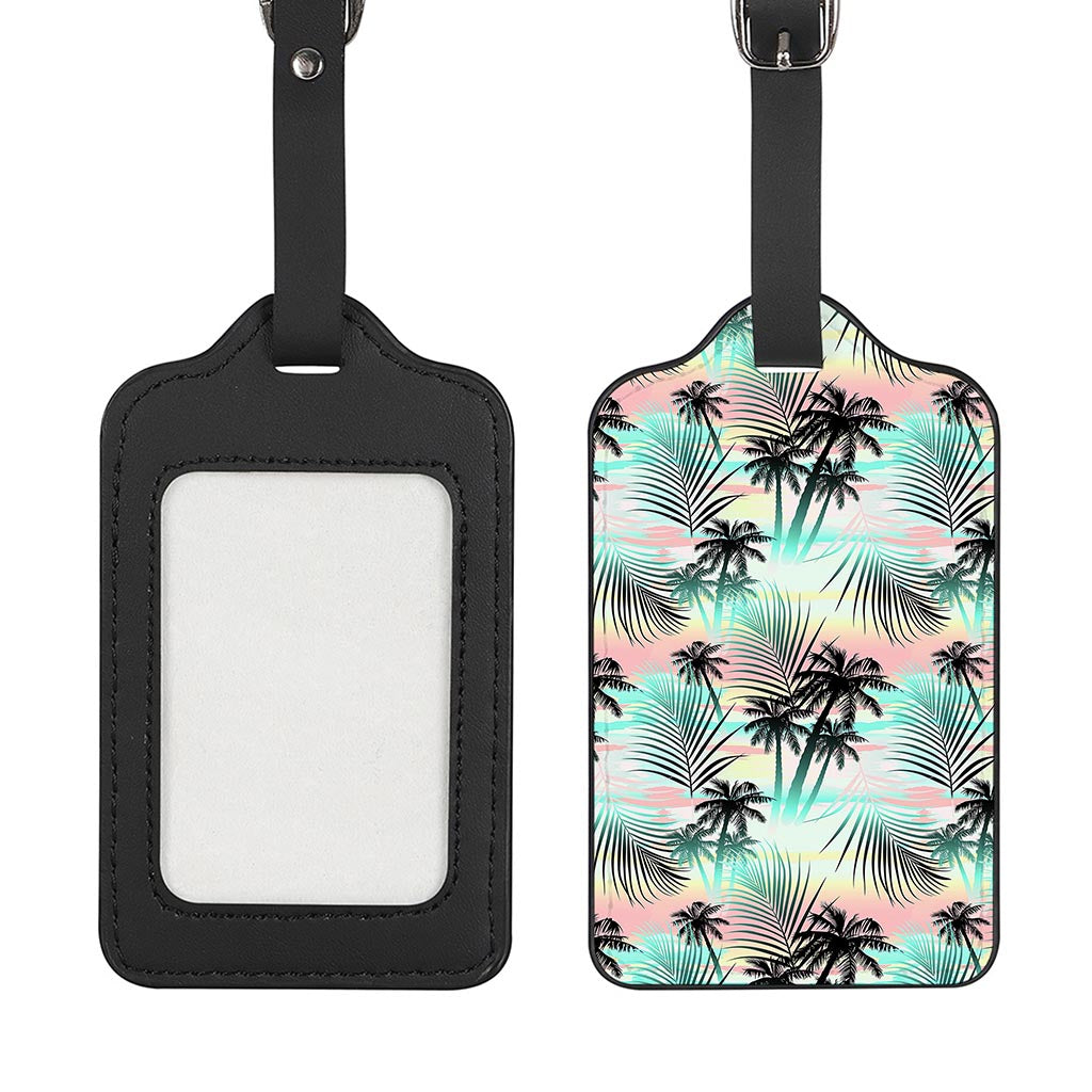 Pastel Palm Tree Pattern Print Luggage Tag