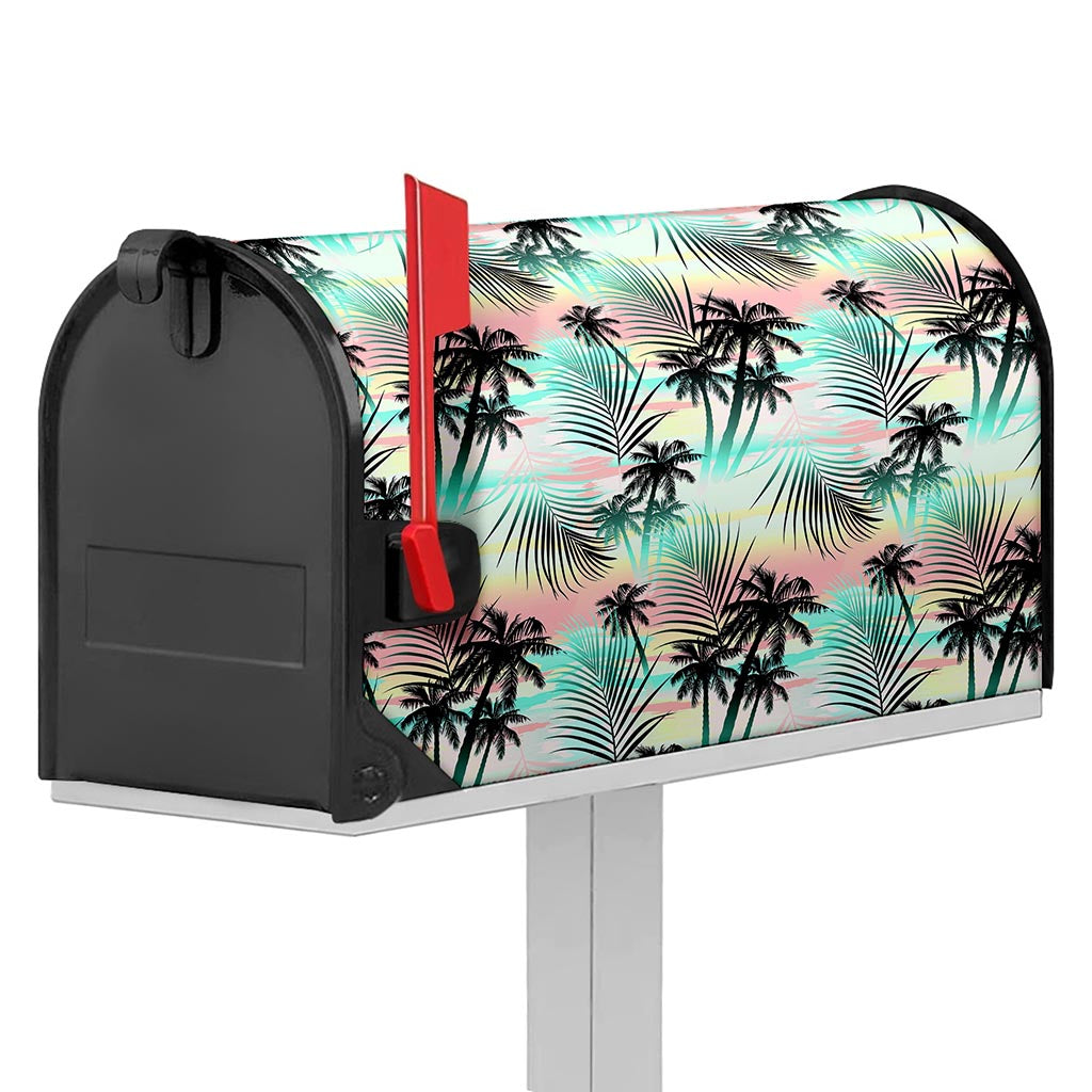 Pastel Palm Tree Pattern Print Mailbox Cover