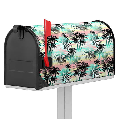 Pastel Palm Tree Pattern Print Mailbox Cover