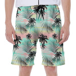Pastel Palm Tree Pattern Print Men's Beach Shorts