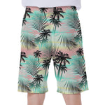 Pastel Palm Tree Pattern Print Men's Beach Shorts