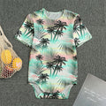 Pastel Palm Tree Pattern Print Men's Bodysuit