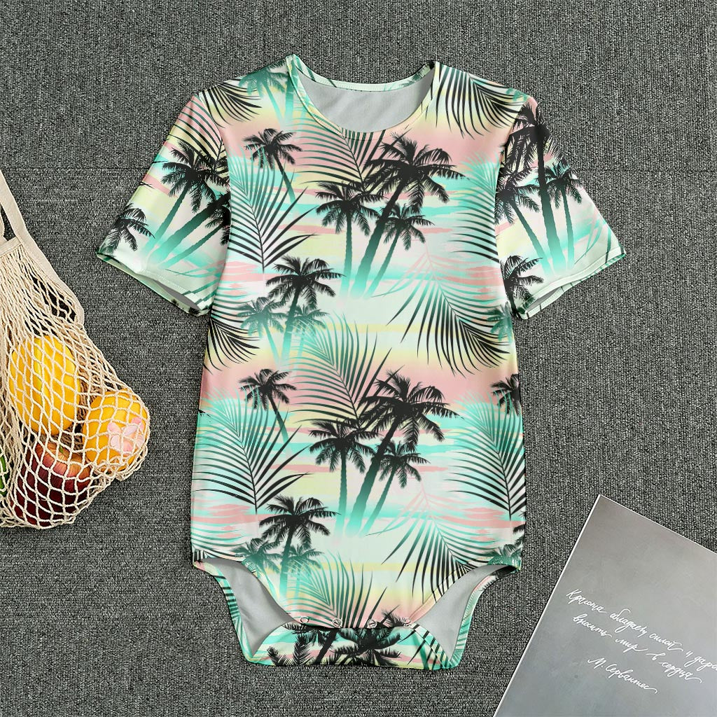 Pastel Palm Tree Pattern Print Men's Bodysuit