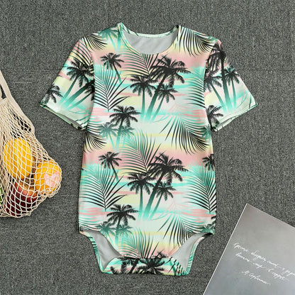 Pastel Palm Tree Pattern Print Men's Bodysuit