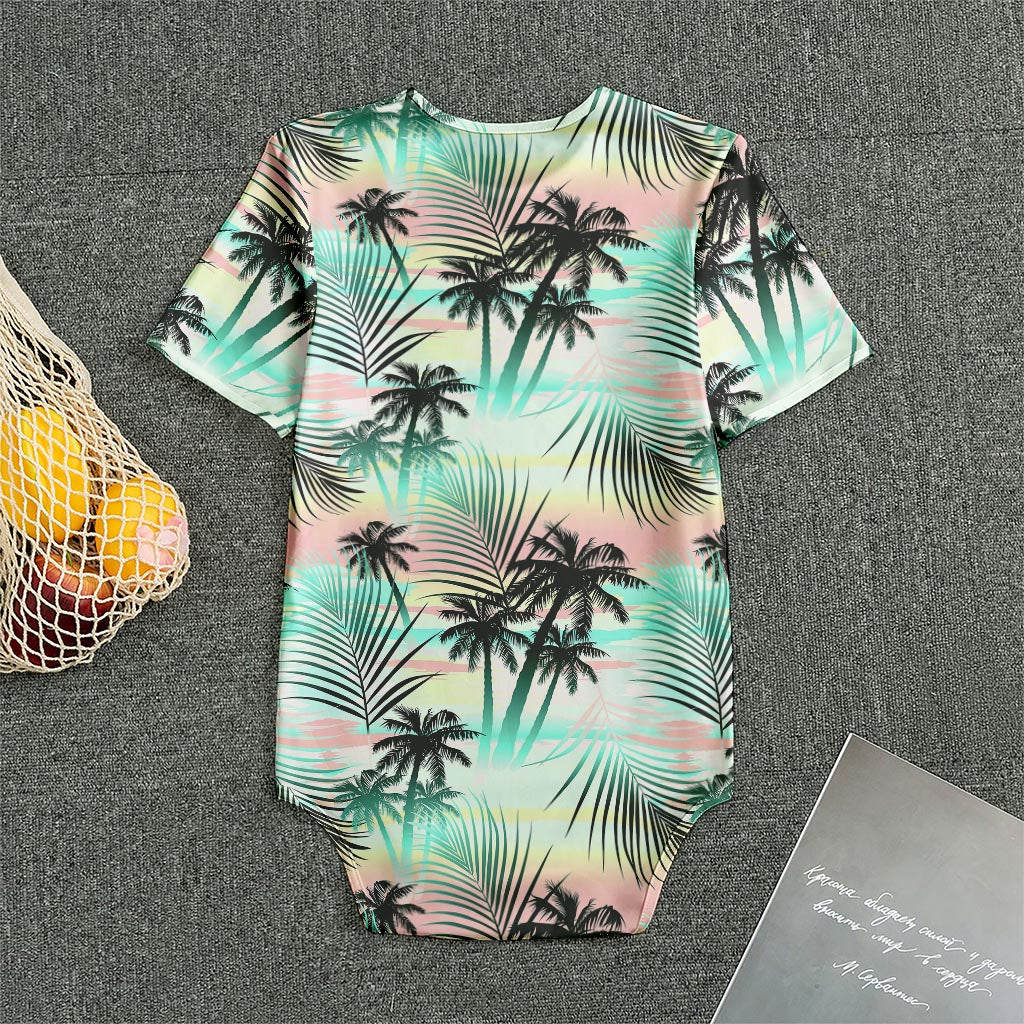 Pastel Palm Tree Pattern Print Men's Bodysuit