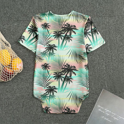 Pastel Palm Tree Pattern Print Men's Bodysuit