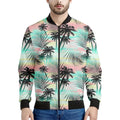 Pastel Palm Tree Pattern Print Men's Bomber Jacket