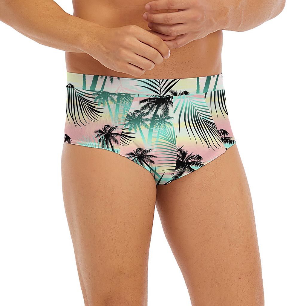 Pastel Palm Tree Pattern Print Men's Briefs