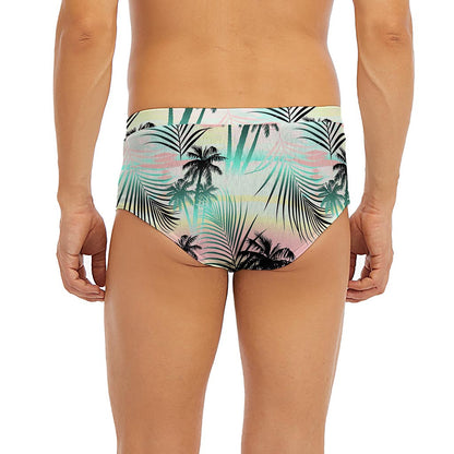 Pastel Palm Tree Pattern Print Men's Briefs