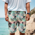 Pastel Palm Tree Pattern Print Men's Cargo Shorts