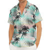 Pastel Palm Tree Pattern Print Men's Deep V-Neck Shirt