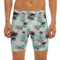 Pastel Palm Tree Pattern Print Men's Long Boxer Briefs