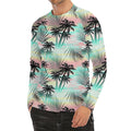 Pastel Palm Tree Pattern Print Men's Long Sleeve Rash Guard