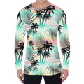 Pastel Palm Tree Pattern Print Men's Long Sleeve T-Shirt