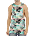 Pastel Palm Tree Pattern Print Men's Muscle Tank Top