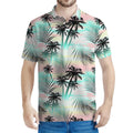 Pastel Palm Tree Pattern Print Men's Polo Shirt