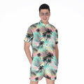 Pastel Palm Tree Pattern Print Men's Romper