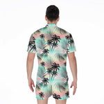 Pastel Palm Tree Pattern Print Men's Rompers