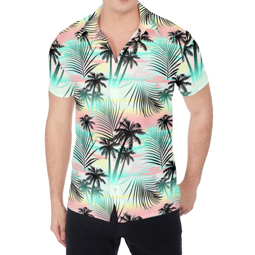 Pastel Palm Tree Pattern Print Men's Shirt
