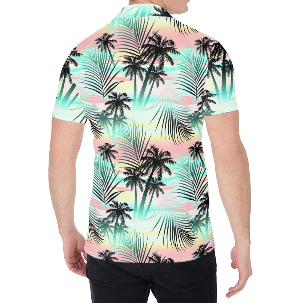Pastel Palm Tree Pattern Print Men's Shirt
