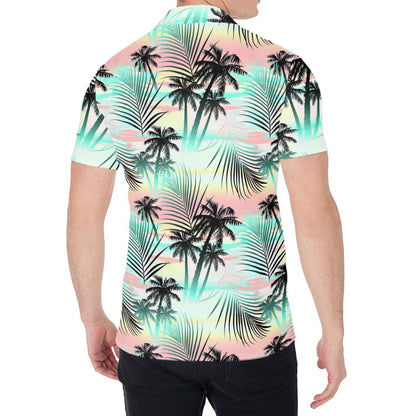 Pastel Palm Tree Pattern Print Men's Shirt
