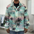 Pastel Palm Tree Pattern Print Men's Shirt Jacket