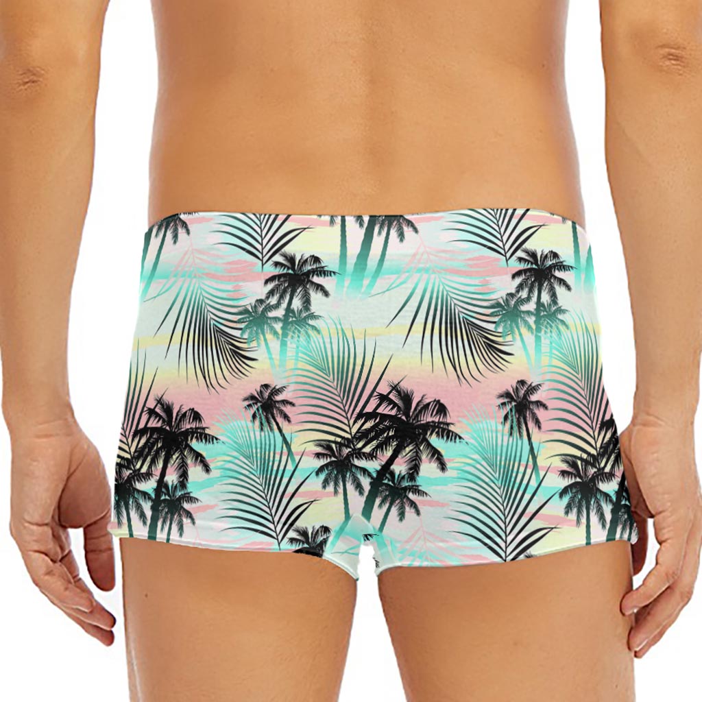 Pastel Palm Tree Pattern Print Men's Short Boxer Briefs