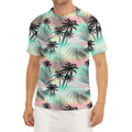 Pastel Palm Tree Pattern Print Men's Short Sleeve Rash Guard