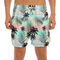 Pastel Palm Tree Pattern Print Men's Split Running Shorts