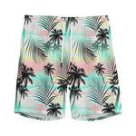 Pastel Palm Tree Pattern Print Men's Sports Shorts