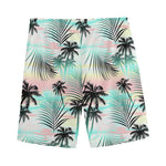 Pastel Palm Tree Pattern Print Men's Sports Shorts