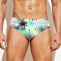 Pastel Palm Tree Pattern Print Men's Swim Briefs