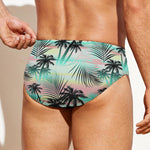 Pastel Palm Tree Pattern Print Men's Swim Briefs