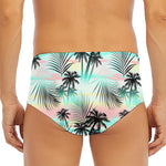 Pastel Palm Tree Pattern Print Men's Triangle Swim Briefs