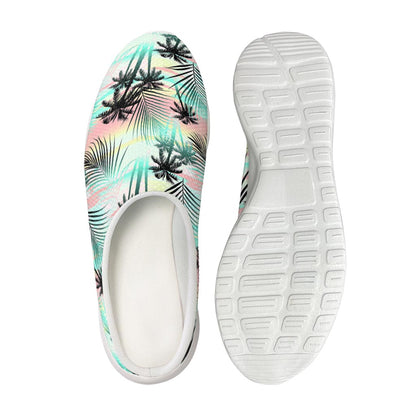 Pastel Palm Tree Pattern Print Mesh Casual Shoes