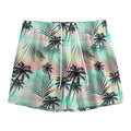 Pastel Palm Tree Pattern Print Mesh Shorts
