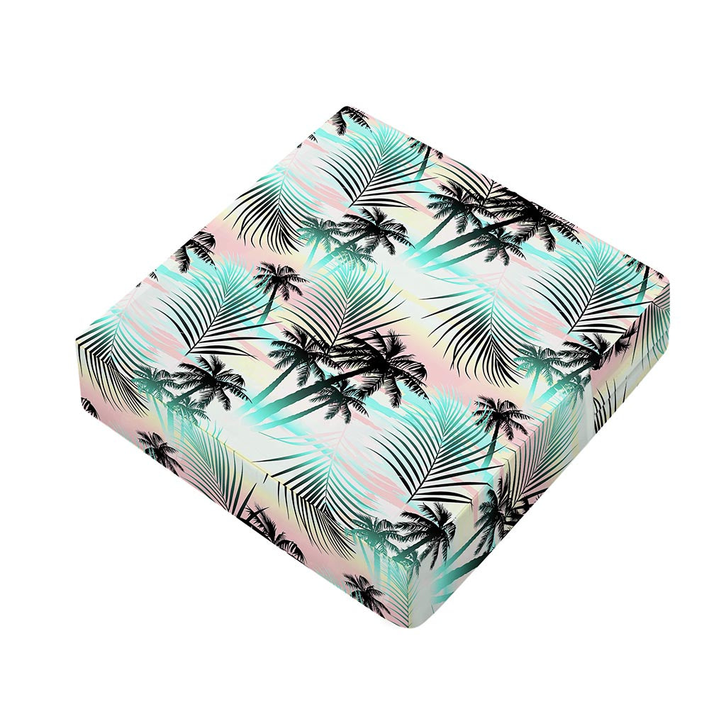 Pastel Palm Tree Pattern Print Outdoor Seat Cushion Cover